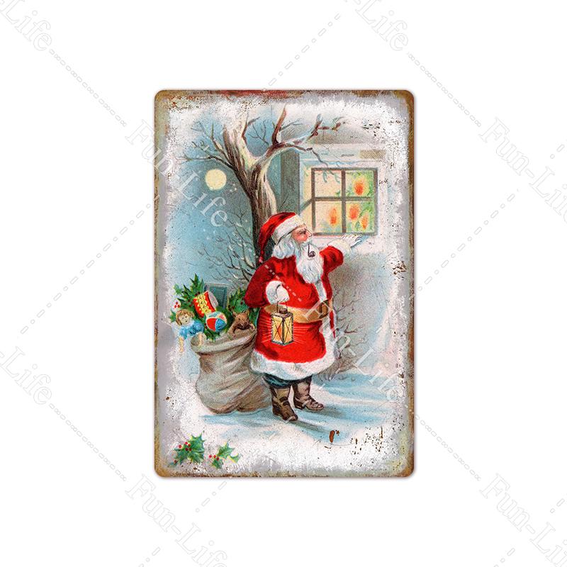 Рождественские металлические вывески, винтажный постер, жестяная вывеска, тарелка Санта-Клауса, ретро-налет, кафе-бар, паб, домашний декор, рождественская елка, подарок