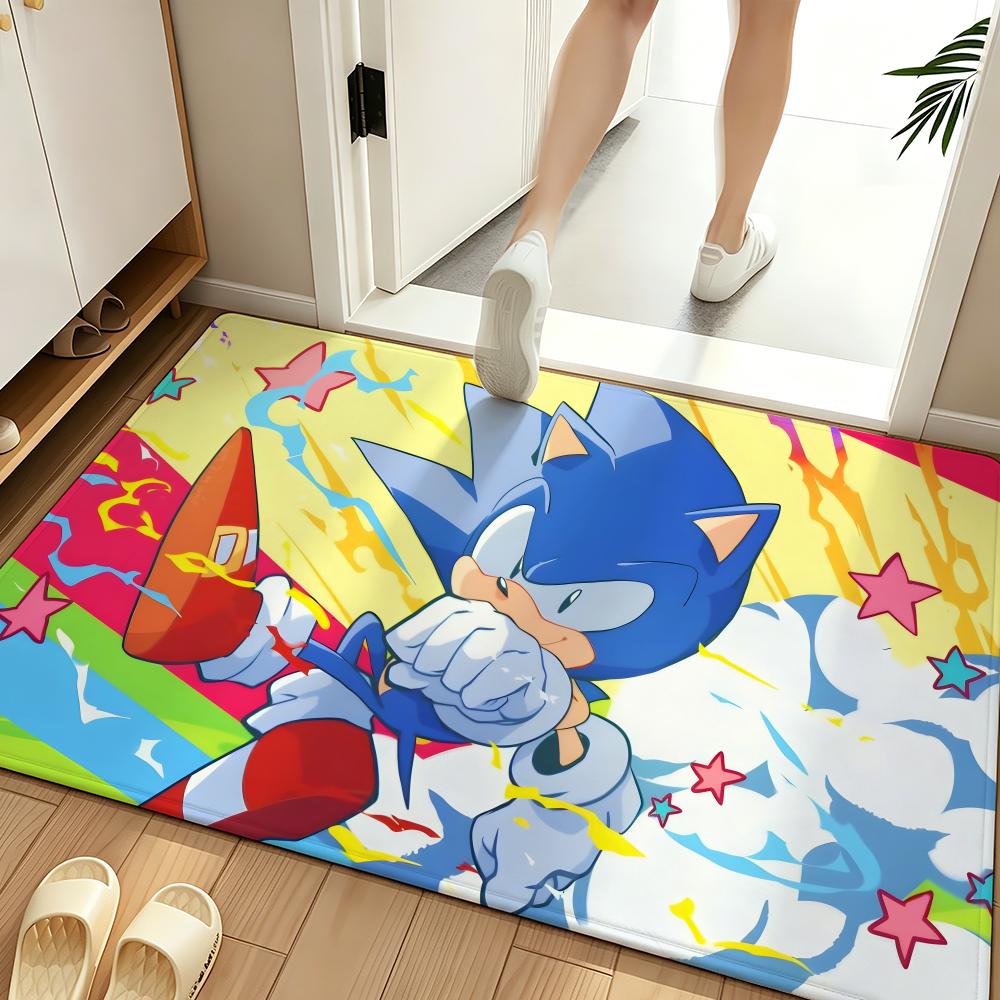 Game S-Sonic T-the H-Hedgehog Floor Mat Soft Flannel Floor Mat Suitable for Entryways, Living Rooms, Bedrooms, and Bathrooms