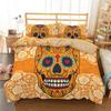 Yellow Sugar Skull Print Home Bedding Set Duvet Cover Pillowcase Microfiber King Queen Double Twin Polyester Quilt Cover Set