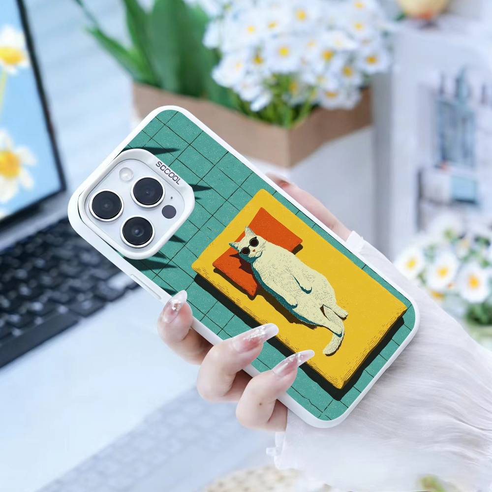 Милый Кот Забавный Чехол Для Телефона Для IPhone 16 17 15 14 12 13 Pro Max Черный Цвет Ударопрочный Чехол