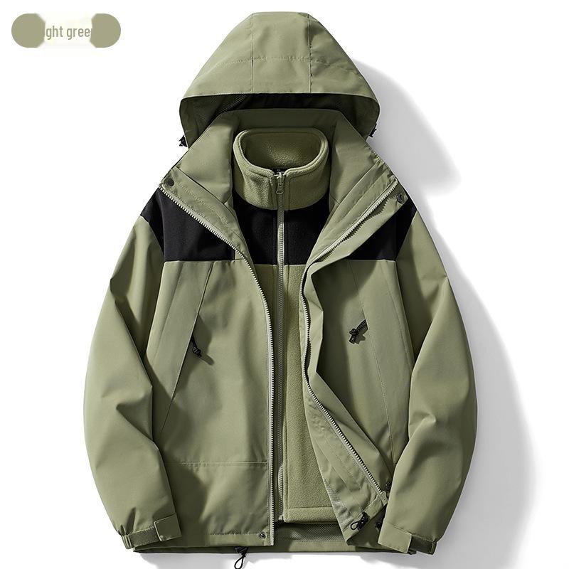 Ветрозащитная куртка Beijia Outdoor 3-в-1 для женщин и мужчин - съемная, плюс бархат, плотная, стильная для осенне-зимнего альпинизма