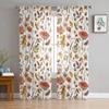 Mushroom Plant Vintage Translucent Curtains for Bedroom Living Room Decoration Window Drape ideal for Kitchen Area Tulle Voile Organza Curtains