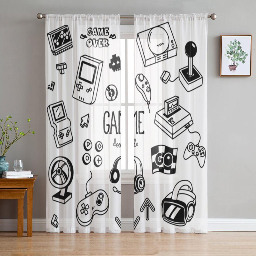 Игровой контроллер, прозрачные шторы для гостиной, спальни, тюлевые шторы, кухонные оконные шторы, панельные шторы