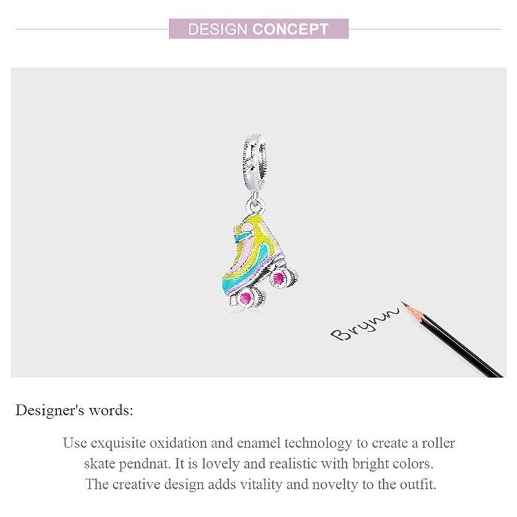 WOSTU Стерлингового серебра 925 пробы, роликовые коньки, спортивный Шарм, подвеска из бисера, подходит для оригинального браслета, ожерелья для женщин, ювелирные изделия