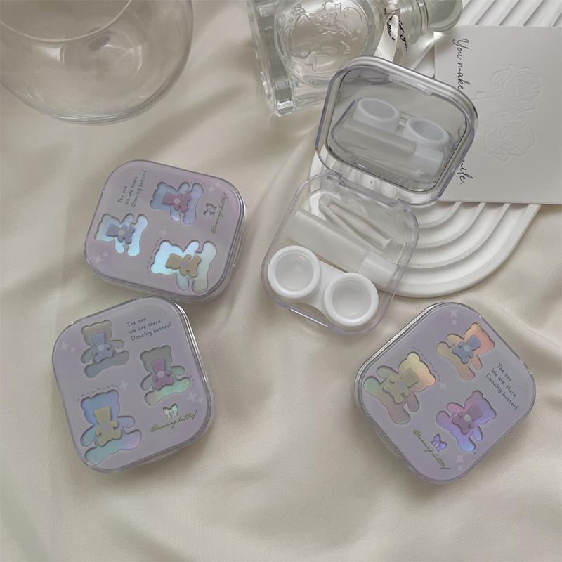 Прекрасный контейнер для контактных линз, мини-квадратный дорожный набор, футляр для очков, набор для хранения линз