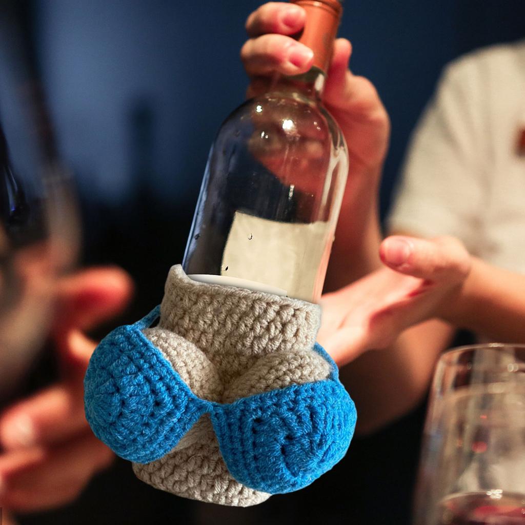 Handmade Knitted Cup Sleeve Bottle Cover Crochet Insulated Drink Holder Soft Yarn Reusable Cozy for Bottles and Cups