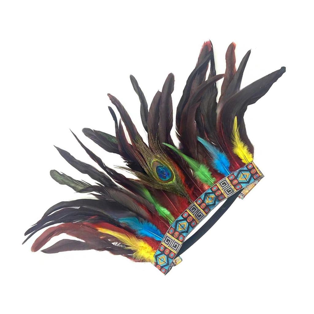 Native American Hairband Carnival Celebration Feathered Headband Adult Cosplay Hairhoop Ethnic Hairband for Theme Party