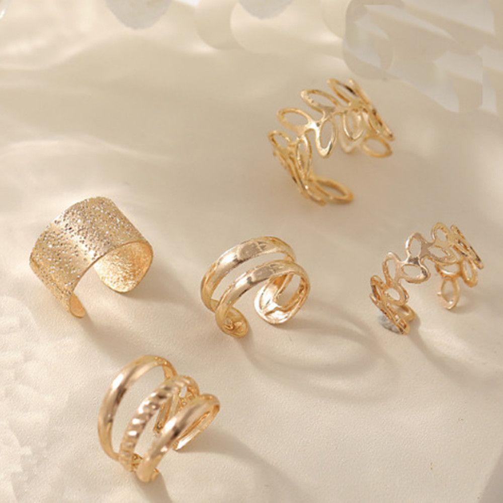 5 шт./набор Подарки Простой золотистый цвет Клипса для уха без прокола Листья Кафф для уха Женские серьги Имитация хряща