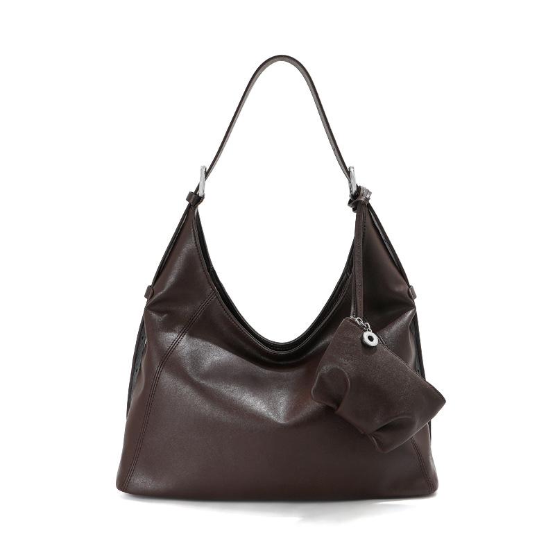 First layer cowhide tote bag women's large capacity shoulder underarm bag leather versatile commuter messenger bag