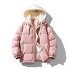 Hong Kong Style Loose Large Size Fake Two Hooded Jackets Thickened Winter Couple Cotton Clothes