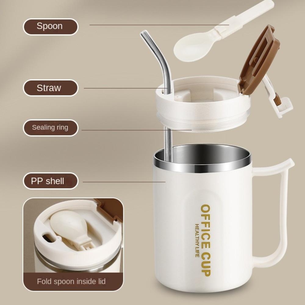 Термостойкая изолированная кофейная чашка с соломой, молочная чашка для чая, модная термокружка для путешествий