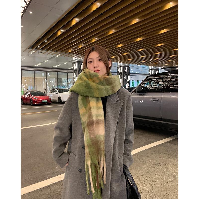 Imitation Mohair Scarf Female Winter Student Warm Versatile Fashion Patch Scarf Shawl Male