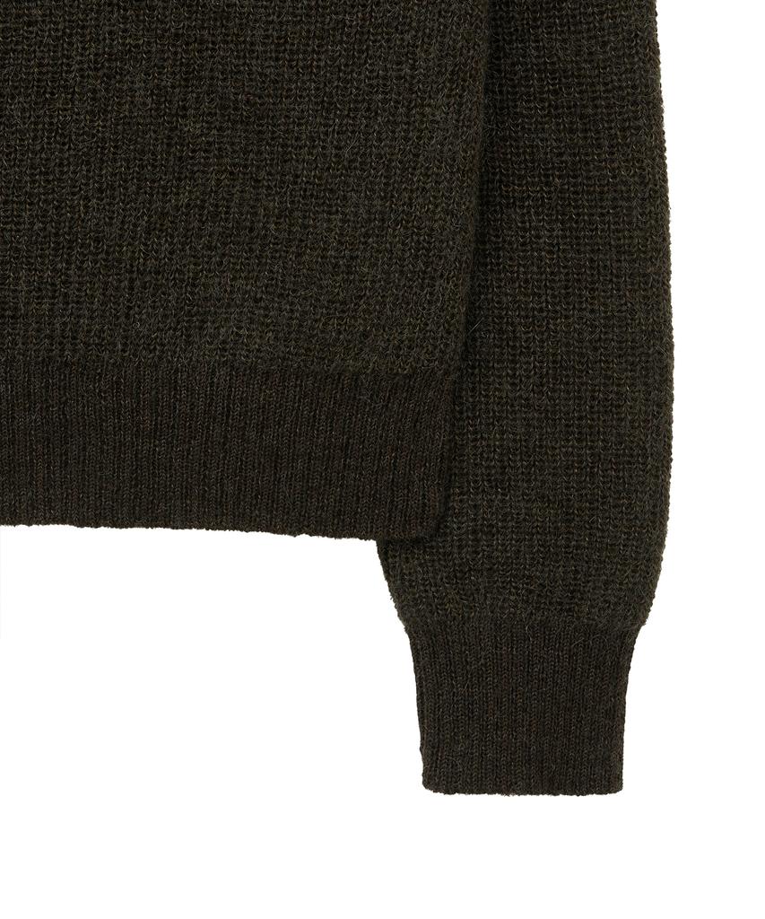 NOIRER Kid Mohair Crop Polo Knit (Khaki Brown)