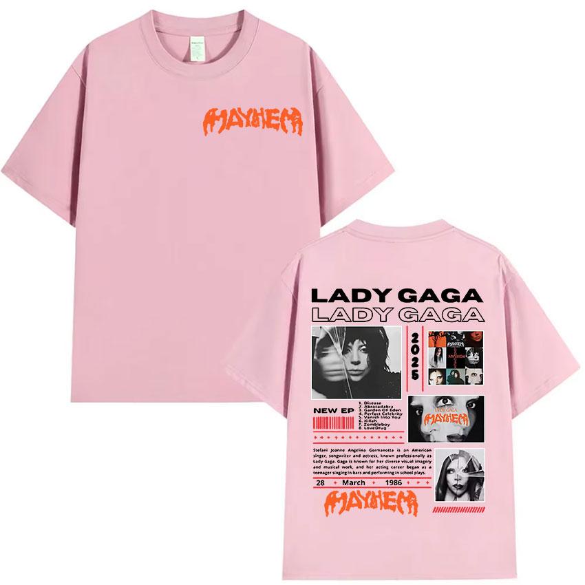 Lady Gaga Mayhem Tour Album 2025 Graphic T Shirts Unisex Women Vintage High Quality Clothing T-shirt Hip Hop Oversized Cotton Tees