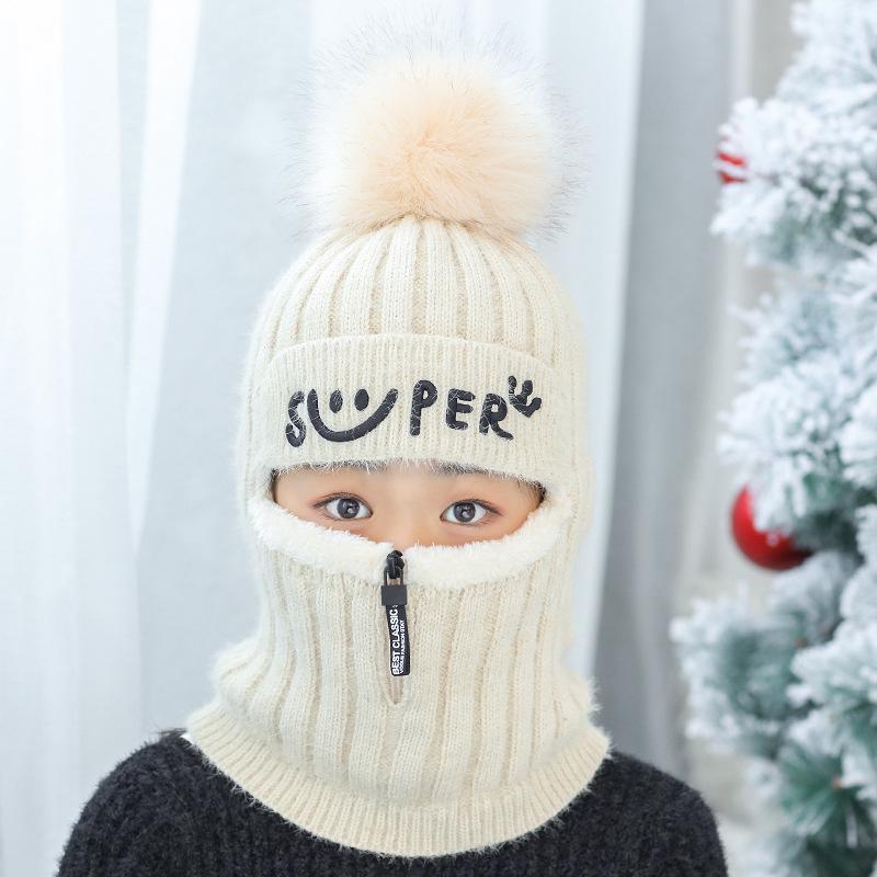 Вязаная шапка, шарф, Балаклава, детская теплая зимняя шапочка с черепами