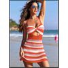 Сексуальное летнее женское модное полосатое платье с открытой спиной в праздничном стиле с бретельками через шею, купальник, платья-накидки