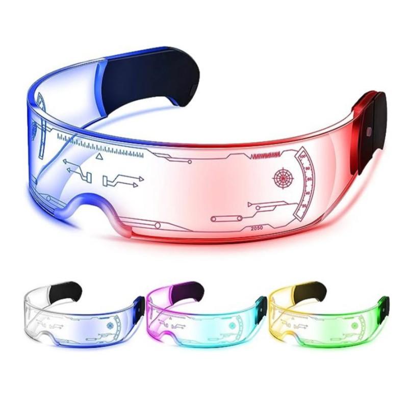 Светящиеся солнцезащитные очки со светодиодной подсветкой, винтажные очки в стиле панк для мужчин и женщин, модные вечерние рождественские красочные очки с подсветкой, солнцезащитные очки UV400