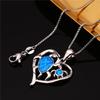 Золотисто-синий белый кулон в форме сердца с вырезами «Мать и сын черепахи» для женщин