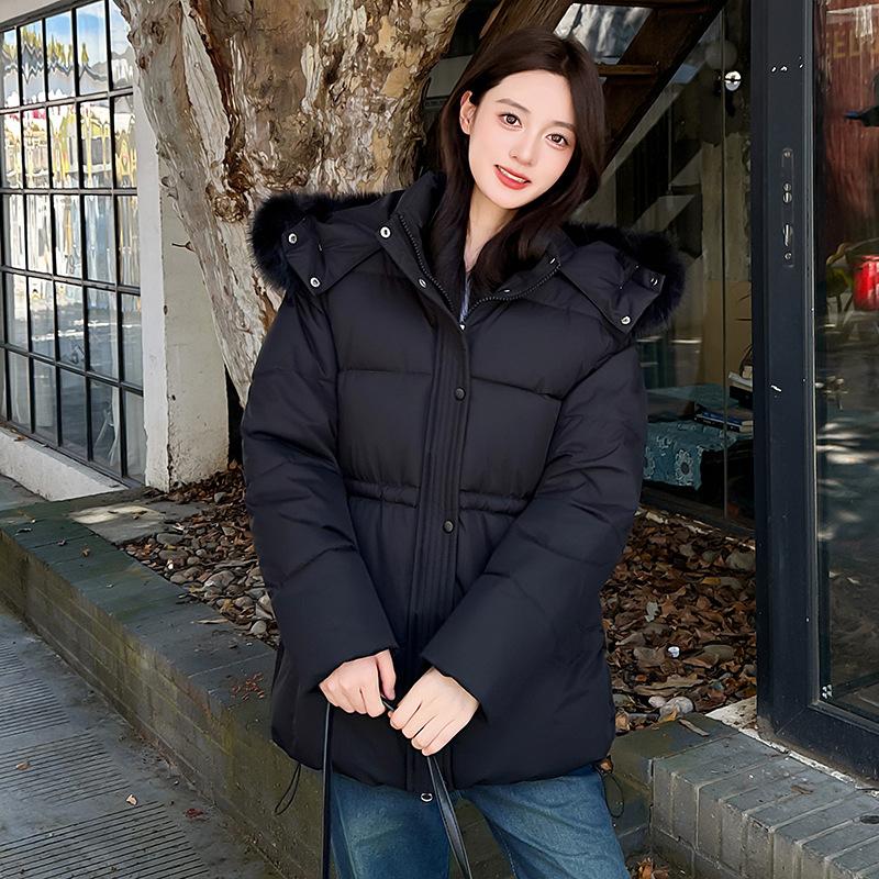 Europe and the United States loose waist and thin big fur collar cotton clothes women's fashion warm jacket winter thickened temperament cotton-padded