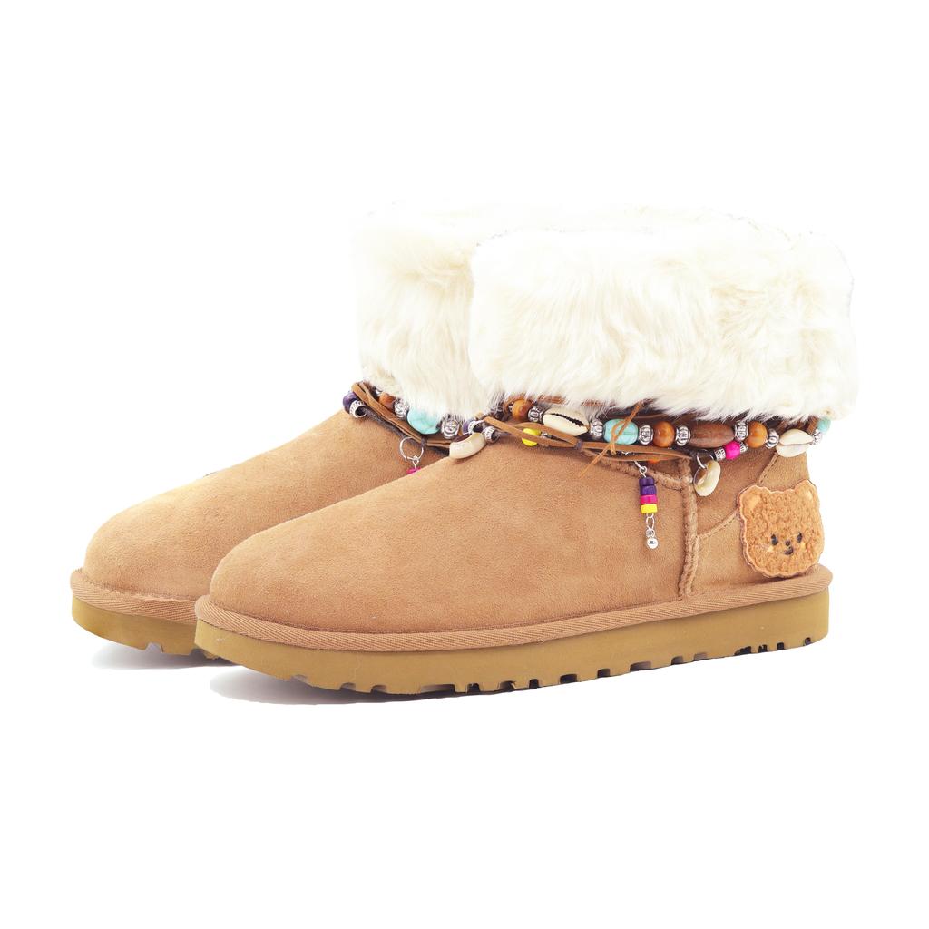 UGG CLASSIC MINI Медвежонок Мокко Новое Поступление Коробка Овчина Термо Водонепроницаемые Короткие Снегоступы Женские Коричневые 1016222-CHE(Команда-)