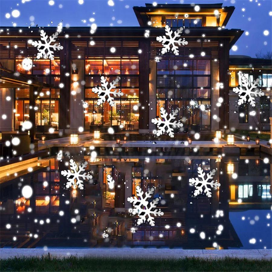 Рождественский проектор со снежинками, уличный светодиодный проектор, проектор со снегопадом, водонепроницаемая лампа для ландшафтного снежного прожектора