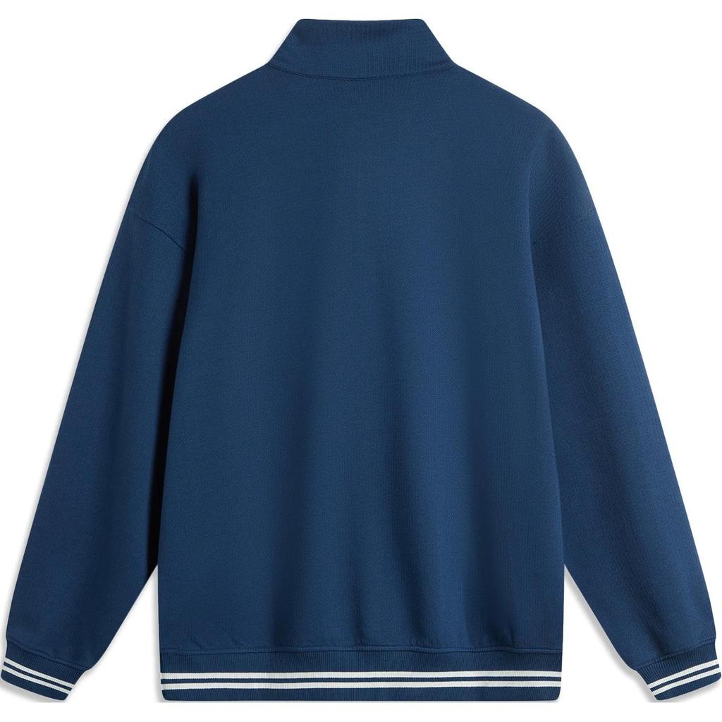 Li Ning Sports Lifestyle Series Solid Color Stand Collar Comfortable Breathable Versatile Loose Sweatshirt Men Sweatshirt Deep-Navy AWDU649-3