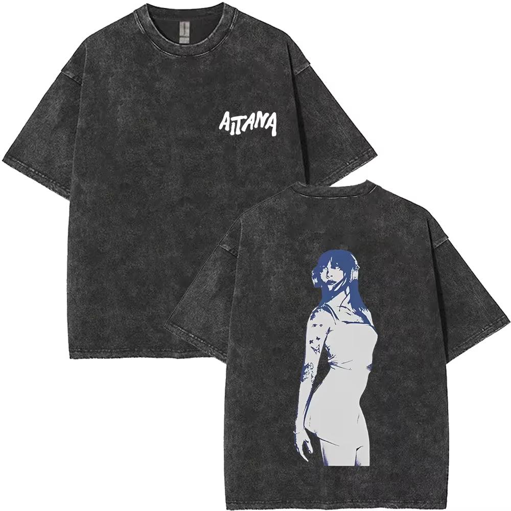 I Love Aitana CUARTO AZUL Washed Vintage Tshirt Men Women Fashion Pop Music TShirts Unisex Casual Oversized Short Sleeve Tshirt