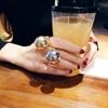 Lovely Silver Jewelry Personality Adjustable Female Women Rings Big Metal Balls Fashion