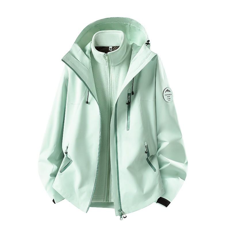 Womens 3-in-1 Waterproof Windproof Hiking Jacket With Removable Fleece Liner Outdoor Mountaineering Lightweight