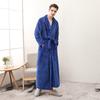 Plus Size Men's Autumn Winter Bathrobe Couple's Thickened Long Robe Solid Waist-tie Loungewear with Pockets