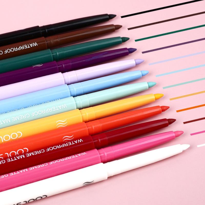 3PCS Matte Gel Eyeliner Pencil Set Waterproof Colorful Eyeliner Smooth Rotation Eye Liner Pen