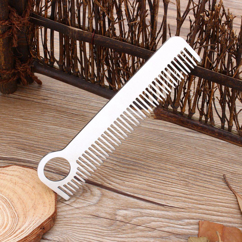 Карманный инструмент Нержавеющая сталь Матовый Минималистский Гравированный Металлический Гребень Для Усов и Волос