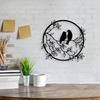 Metal Wall Art Bird On Branch Round Wall Art Bird Sign Wall Silhouette Bird Iron Artwork Hanging