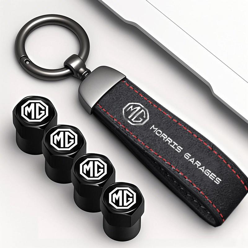 Car Tire Wheel Valve Caps Cover Suede Car Key Chain Ring Keychain For MG ZS 5 7 6 Cyberster MG4 EV ES5 HS ONE GT GS MG3 EZS 3SW fuy6