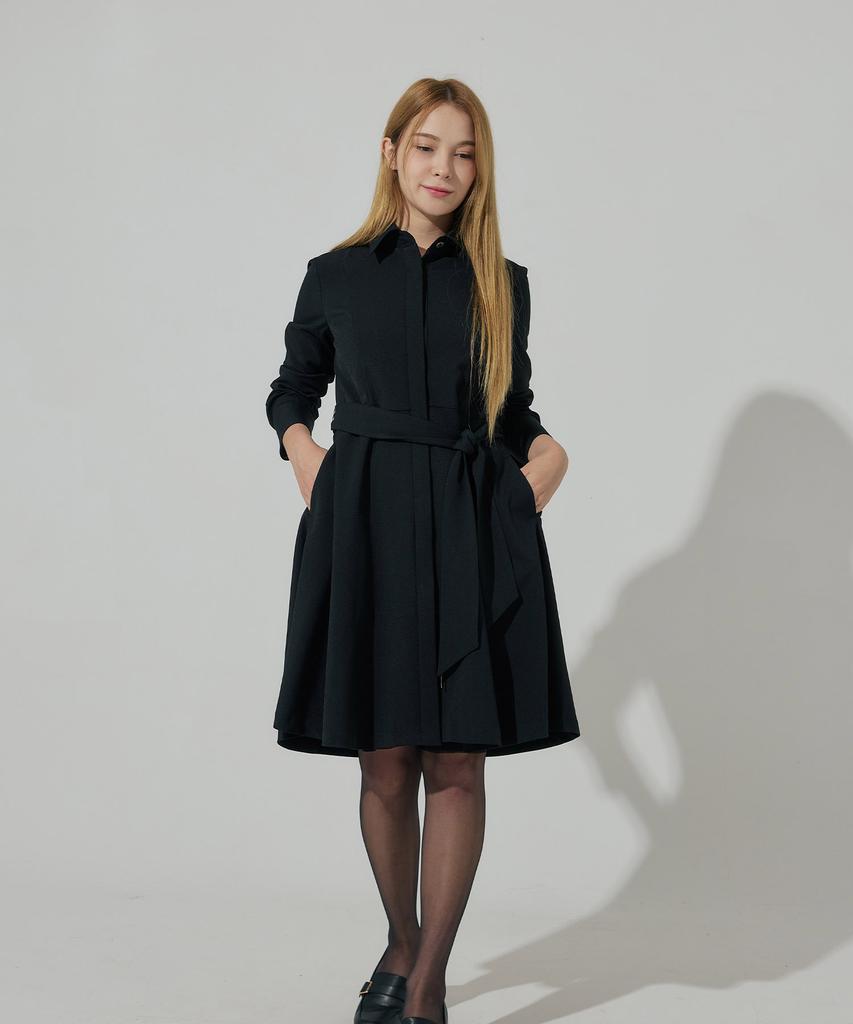 Belrma Hidden Button Belted Shirt Dress