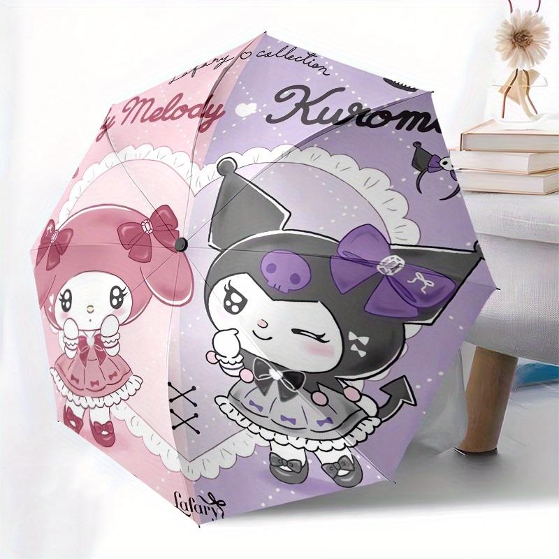 My Melody,Kuromi Automatic Folding Umbrella-Simple 8-Rib Design, Bright Cartoon Pattern, Durable Iron Frame, Suitable For Travel, Outdoor, B