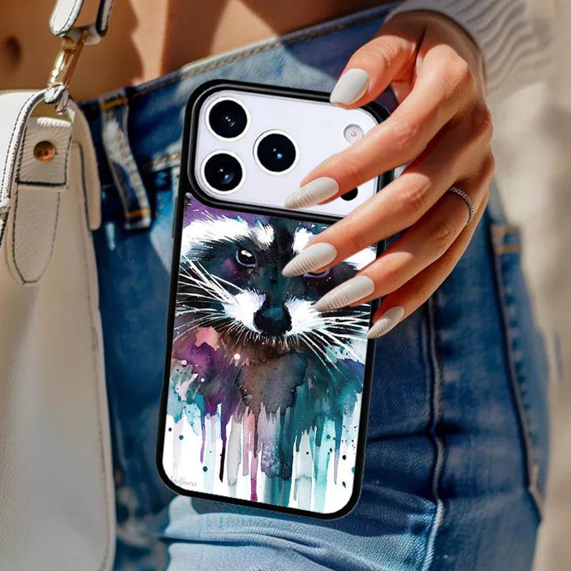 Cartoon Raccoon Kawaii soft Phone Case For iPhone 17 Air 14 15 13 12 Max Cover For Apple 14 15 16 16e 11 Pro Max Plus Coque