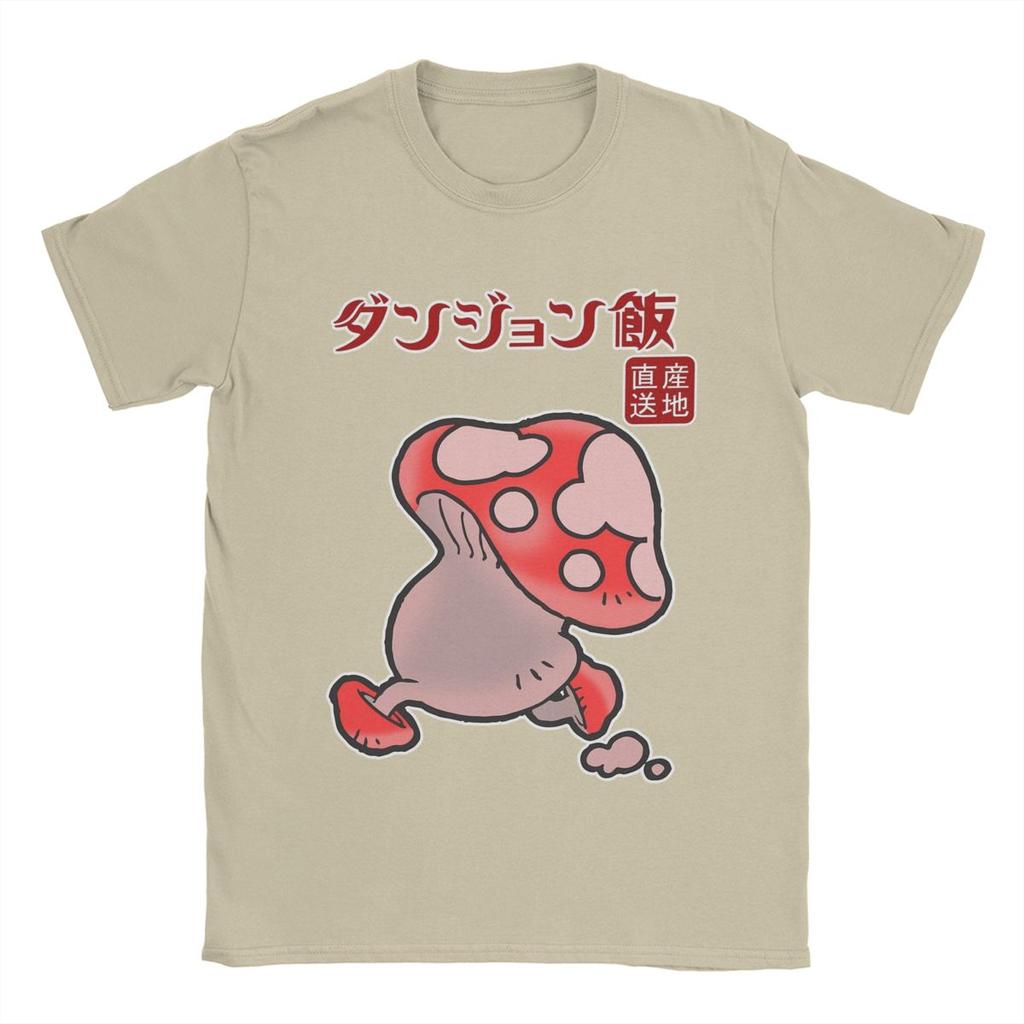 Юмористические Вкусные В Подземелье Футболки с Грибами Мужские Футболки из Чистого Хлопка с Круглым Вырезом Аниме Футболки с Коротким Рукавом Одежда Больших Размеров