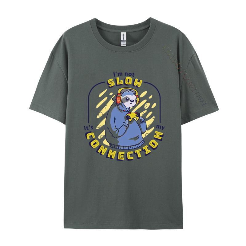 Slow Connection Sloth Gamer Funny Sloth Tshirts Men Clothess Tshirts Unique TShirt Cotton Gothic Animes Alternative