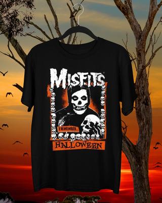 Винтажная футболка Misfits с тыквой на Хэллоуин Подарок на Хэллоуин Черная Все размеры VC1310 Унисекс Футболка