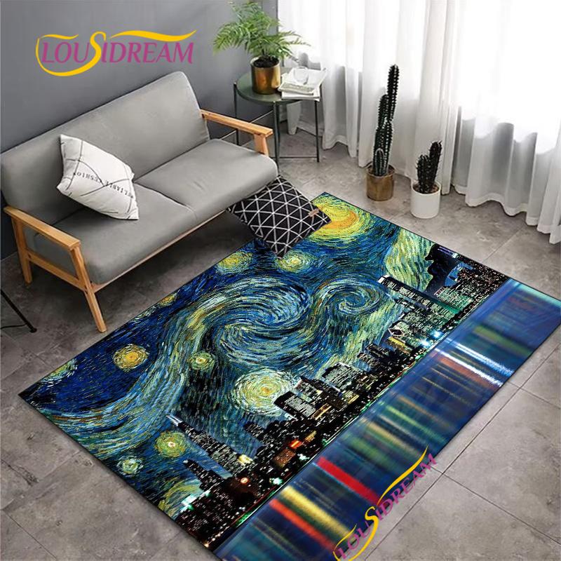 Модный ковер с рисунком Ван Гога для гостиной, спальни, коврики для кухни, детской, нескользящие напольные коврики, ковер, подарок на день рождения, коврик-постер