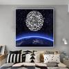Коран, исламская каллиграфия, планета, черная картина маслом на холсте, художественные постеры и принты, мусульманская арабская настенная картина для гостиной