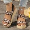 Мода Мода Леопардовый Принт Клиновидные Сандалии Женские 2025 Лето Комфорт Толстая Подошва Пляжная Обувь Женская Легкая Платформа Сандалии Женские