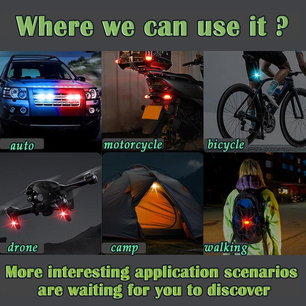 Беспроводные стробоскопические светодиодные фонари, 4 шт., RGB аварийные сигнальные огни, USB-перезаряжаемые, 7 цветов 30 режимов мигания, высокая яркость, для автомобиля, мотоцикла