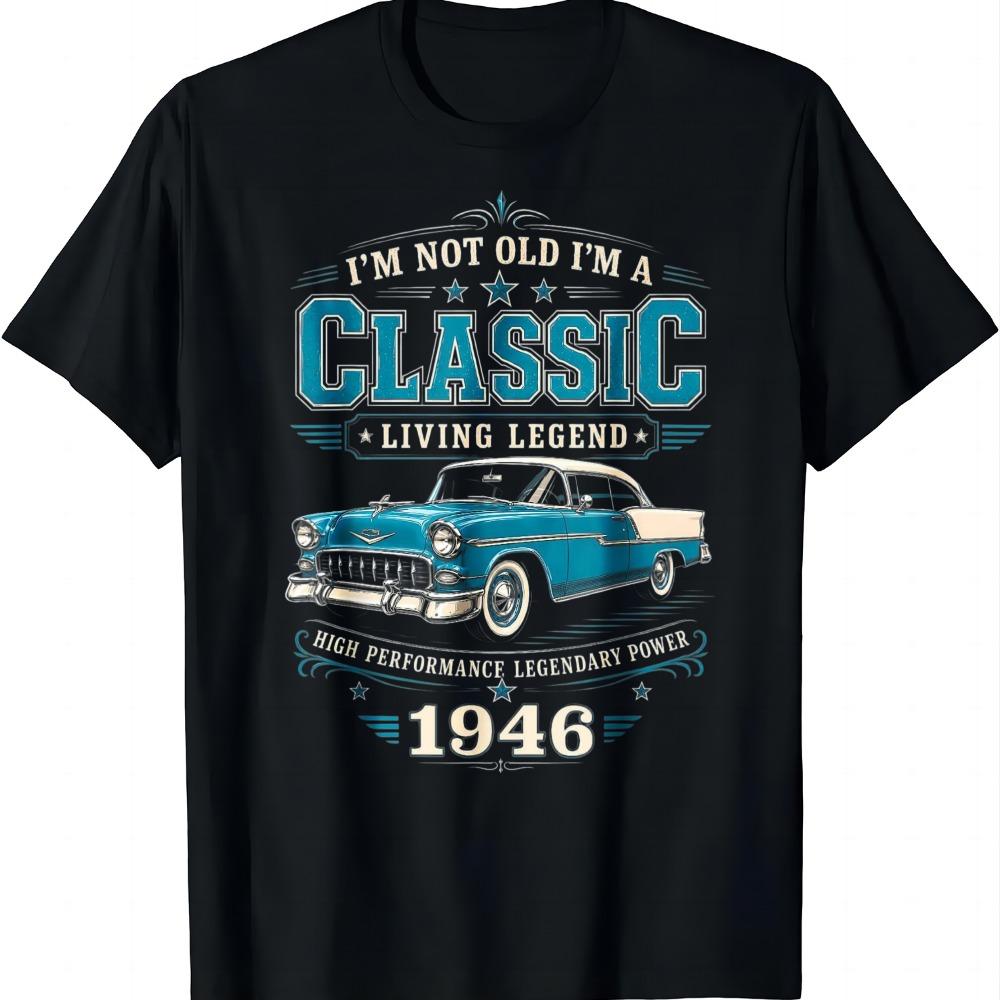 80 Year Old Classic Car 1946 Limited Edition 80th Birthday T-Shirt Summer Casual T Shirt Vintage Clothes Camiseta Streetwear Unisex