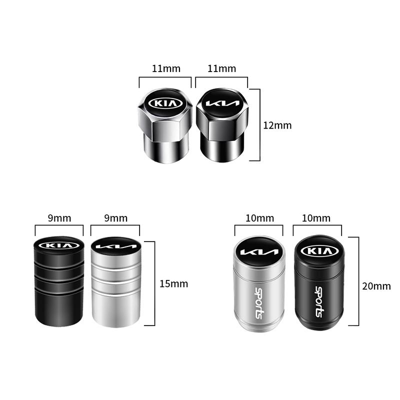 AANG1 4Pcs Aluminum Alloy Car Tire Valve Cap Auto Wheel Accessories For KIA EV6 Stinger RIO Sorento Picanto Ceed Borrego Syros K4 K5