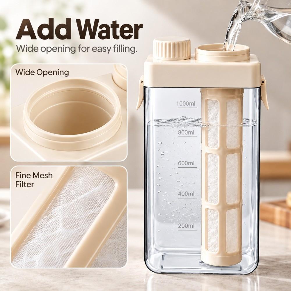 PP ABS AS Cold Brew Pitcher Built In Measurement Scale Brewing Coffee Carafe  Kitchen Counter