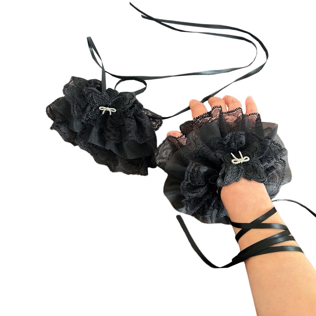 Ложные рукава-ленты Съемный свитер в стиле балеткор Декоративные рукава Кружевной край Плиссированные кружевные манжеты