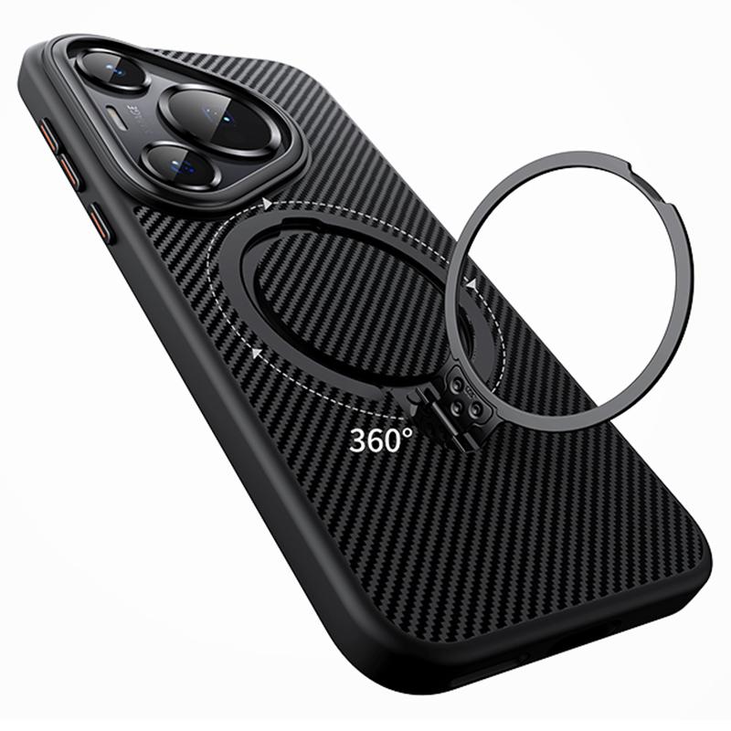 For Huawei Pura 70 Magnetic Case Carbon Fiber Texture PC+TPU Kickstand Phone Cover