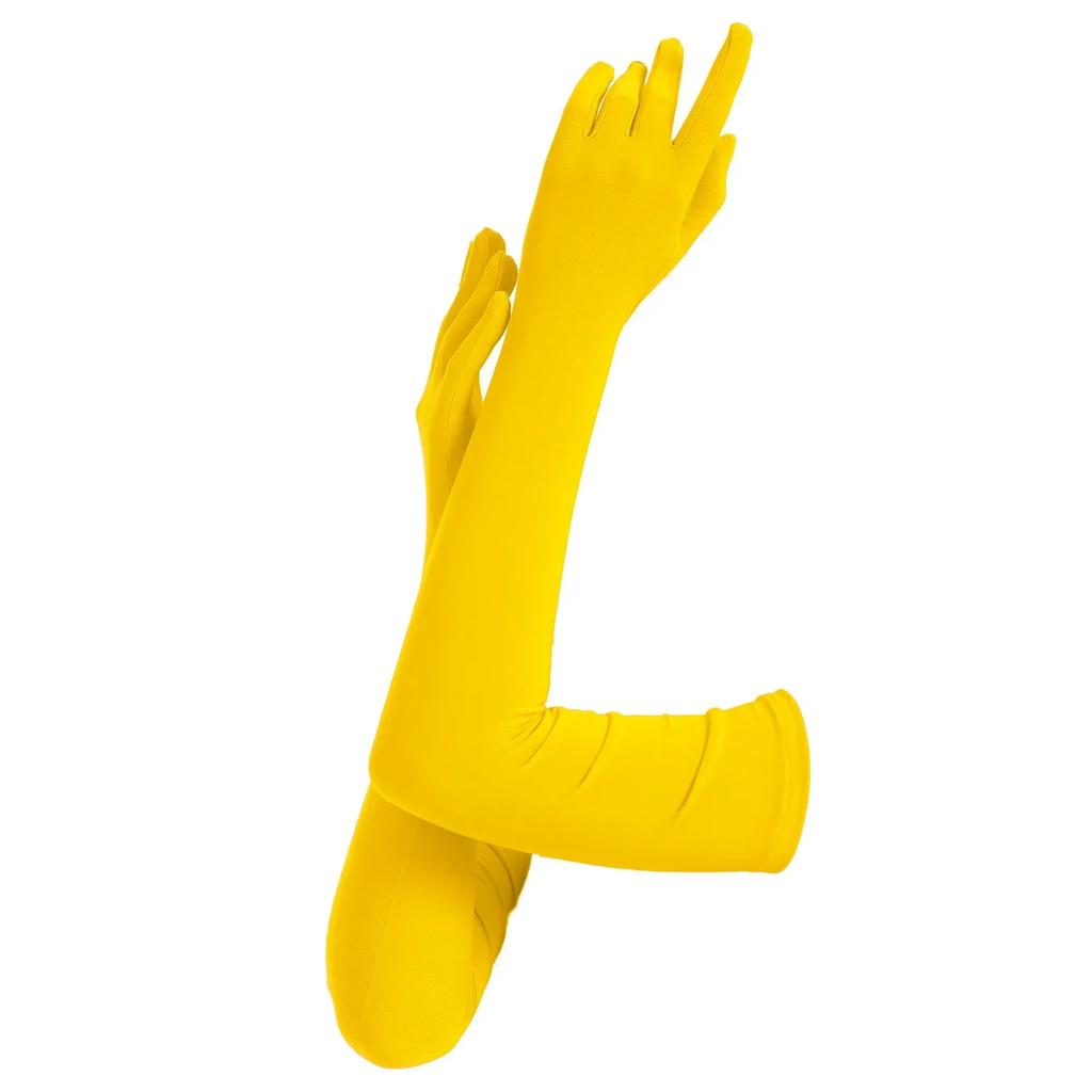 Женские удлиненные эластичные перчатки из молочного шелка, летние солнцезащитные тонкие водительские для танцевальных выступлений, свадебного платья, для рук, дамские варежки